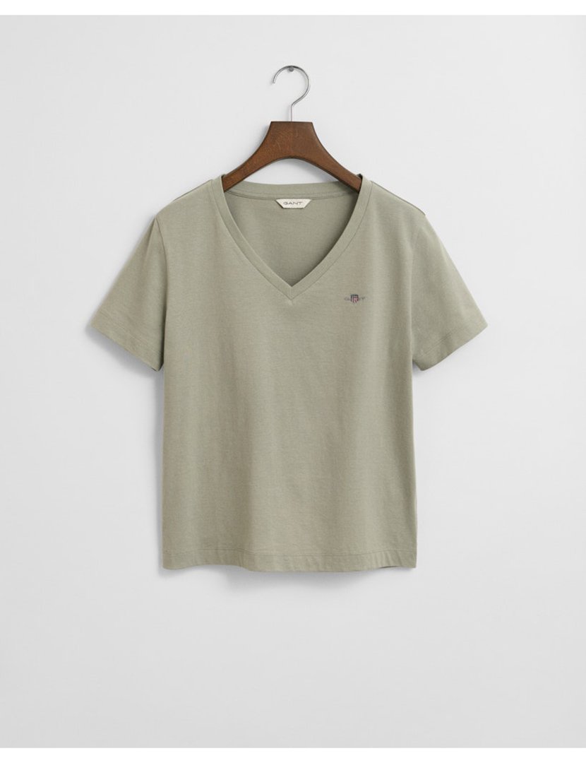 T-shirt gola em V Verde