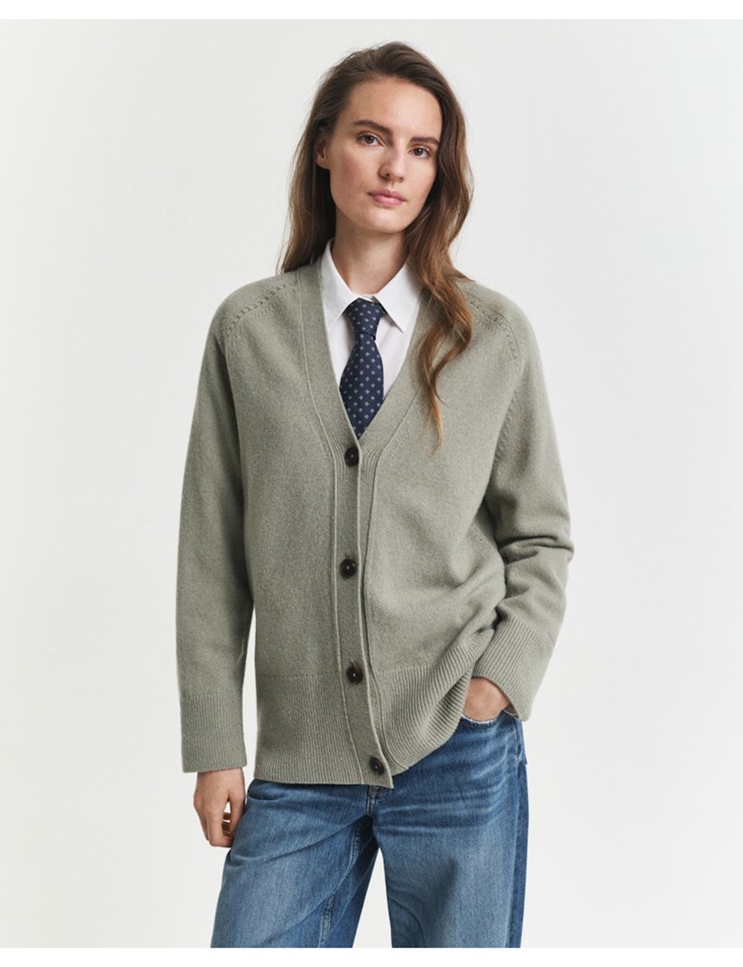 Cardigan de malha com butões Verde