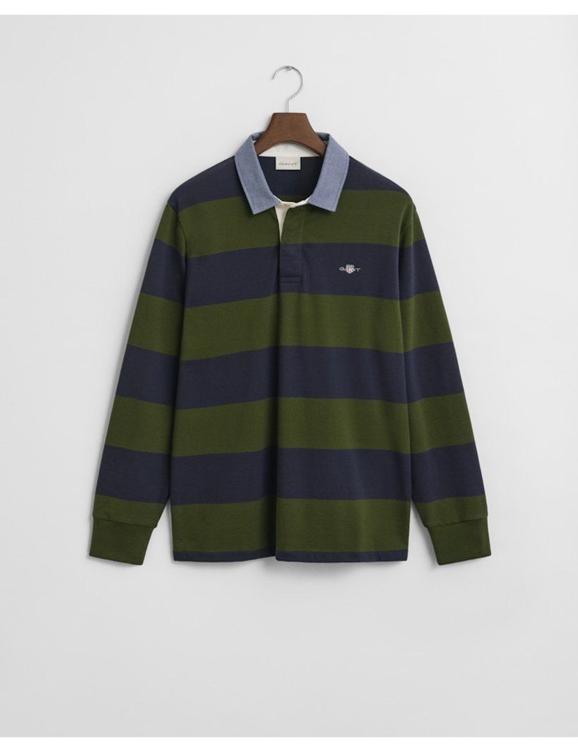 Pólo de manga comprida riscas Verde