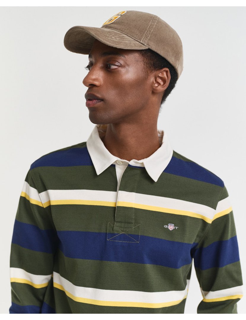 Pólo de manga comprida riscas Verde