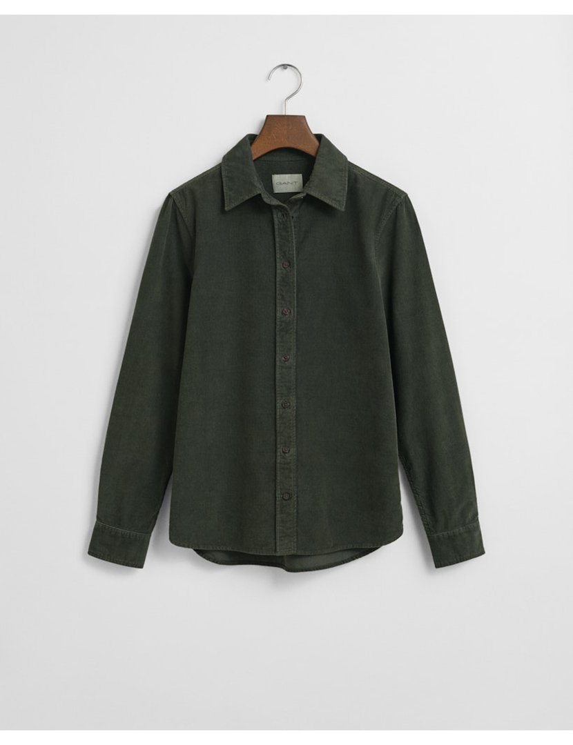 Camisa de manga comprida de bombazina Verde