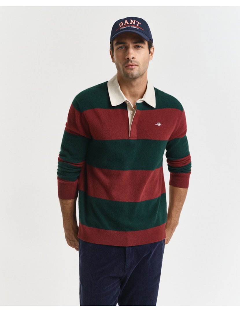 Pólo de manga comprida riscas Verde