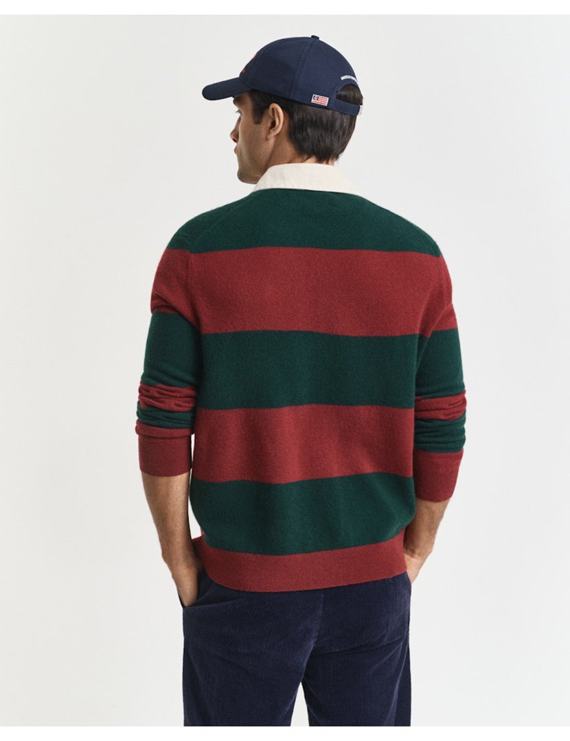 Pólo de manga comprida riscas Verde