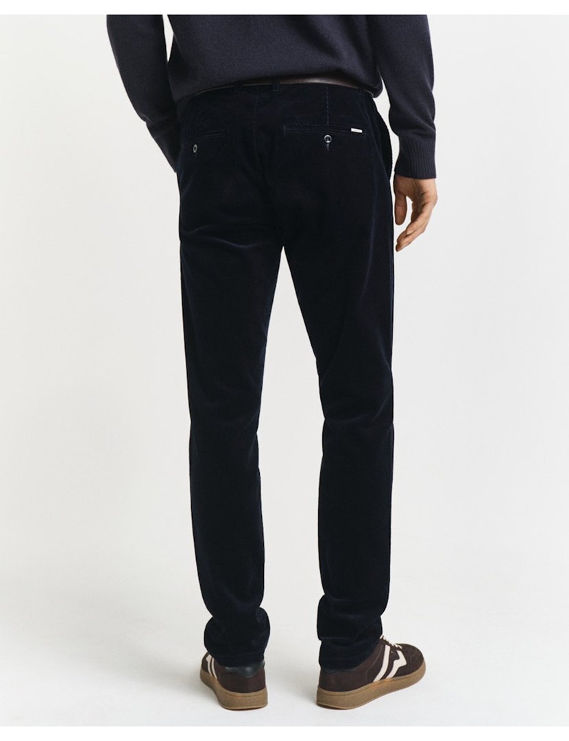 Calças Slim Cord Chino Azul