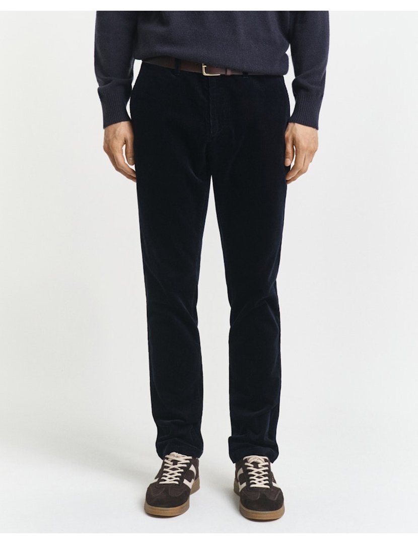 Calças Slim Cord Chino Azul