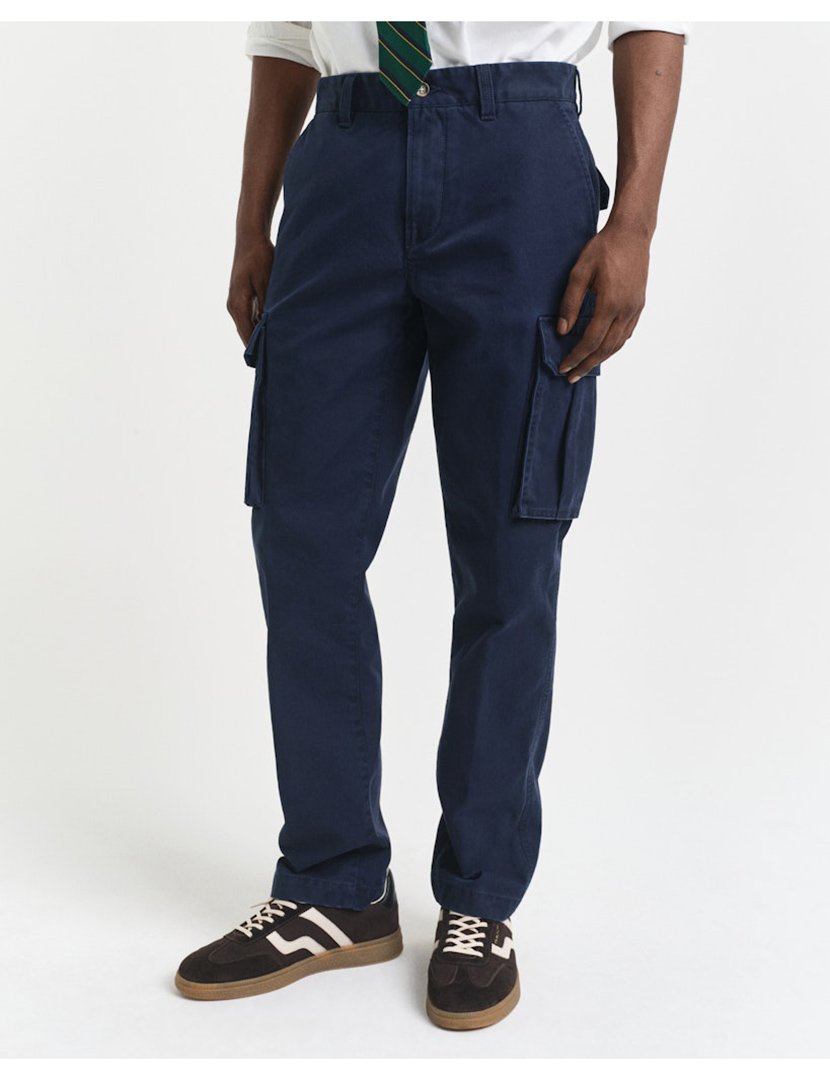 Calças Cargo Regular Twill Azul