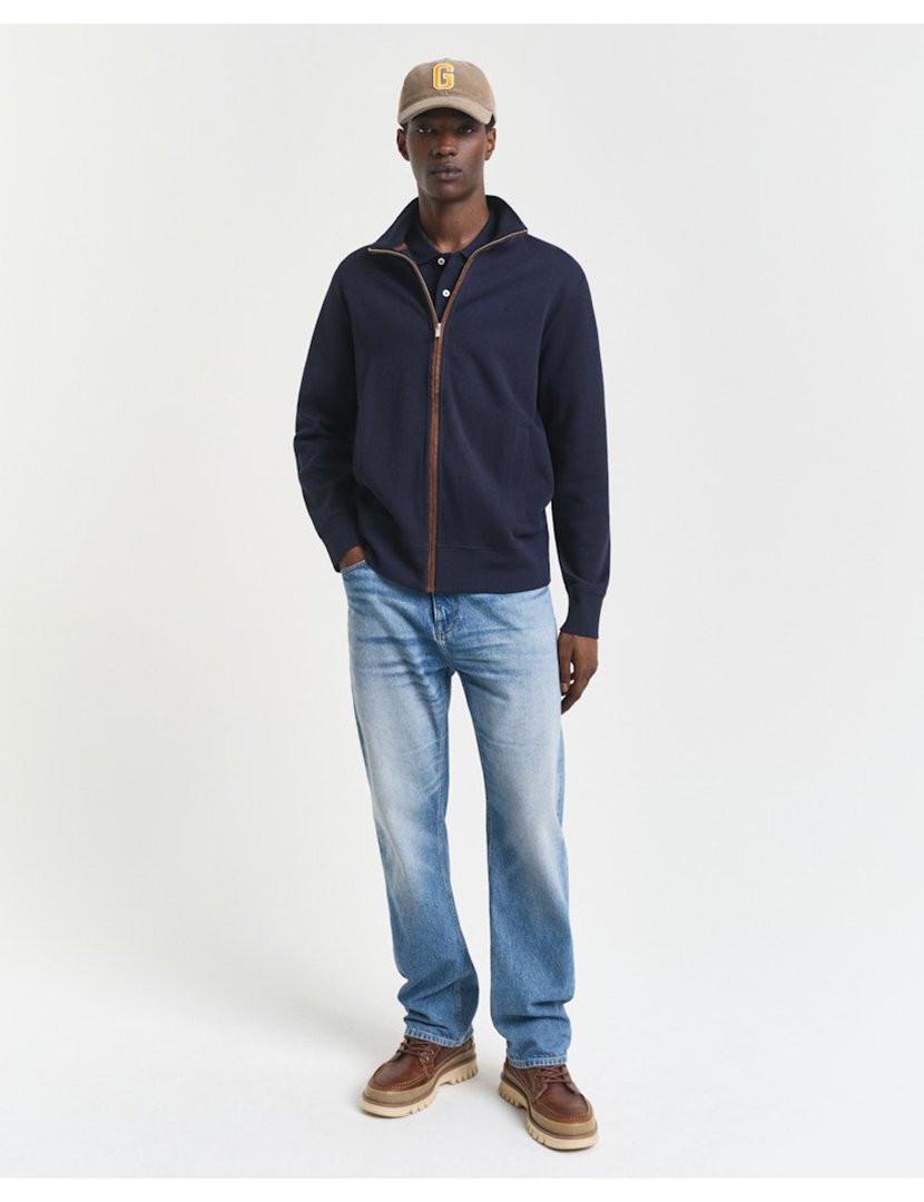 Casaco sacker rib full-zip Azul