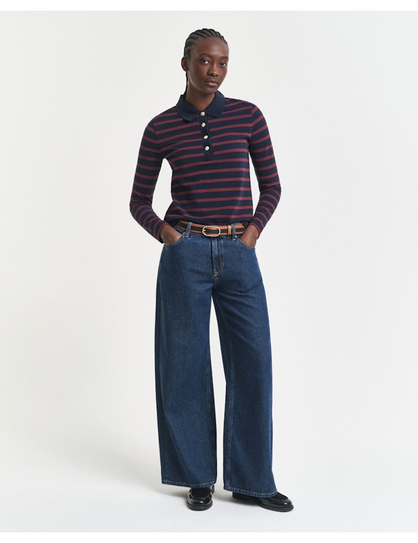 Pólo de manga comprida Azul