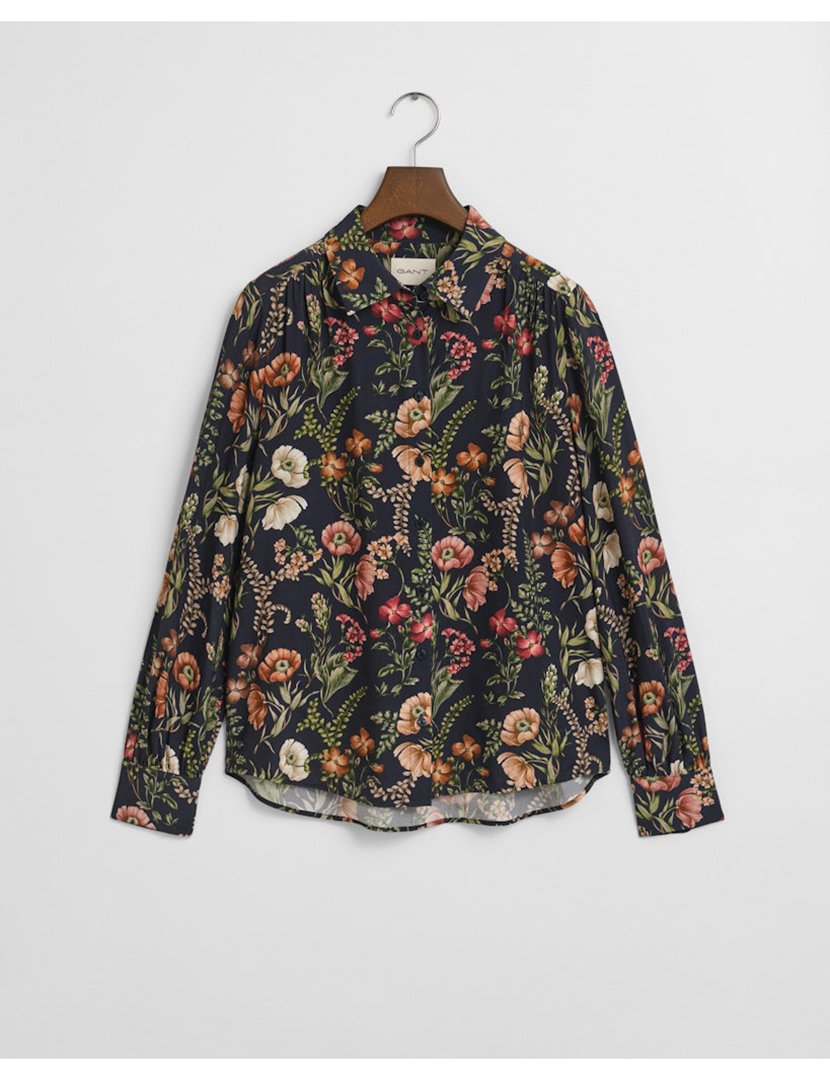 Camisa de manga comprida floral Azul