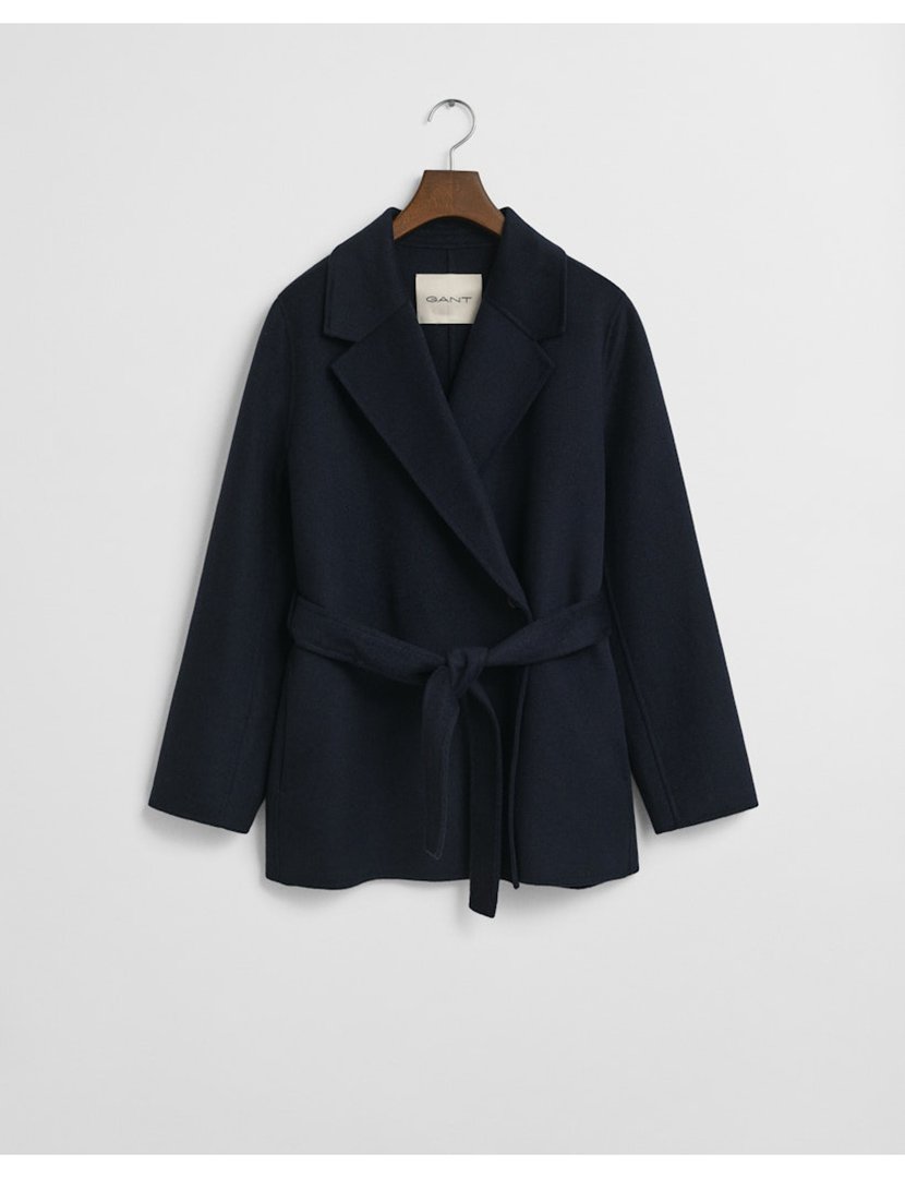 Casaco curto com cinto Azul