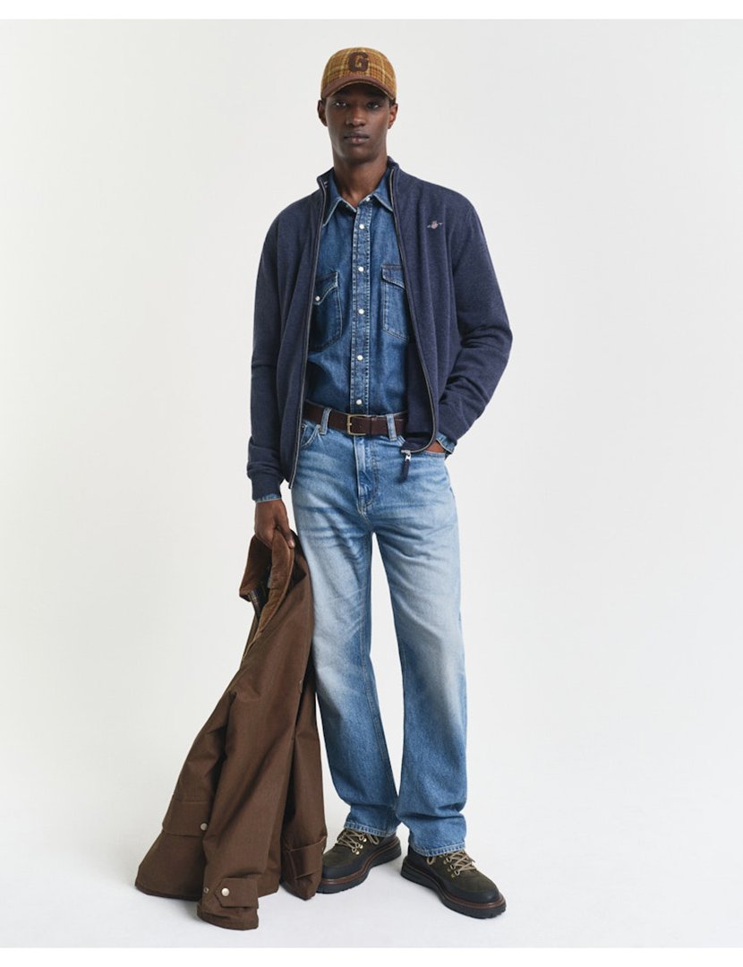 Cardigan com fecho Cinzento