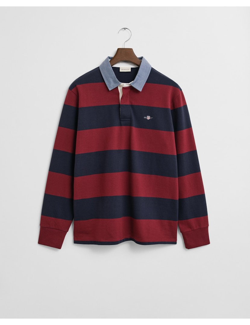 Pólo de manga comprida riscas Vermelho