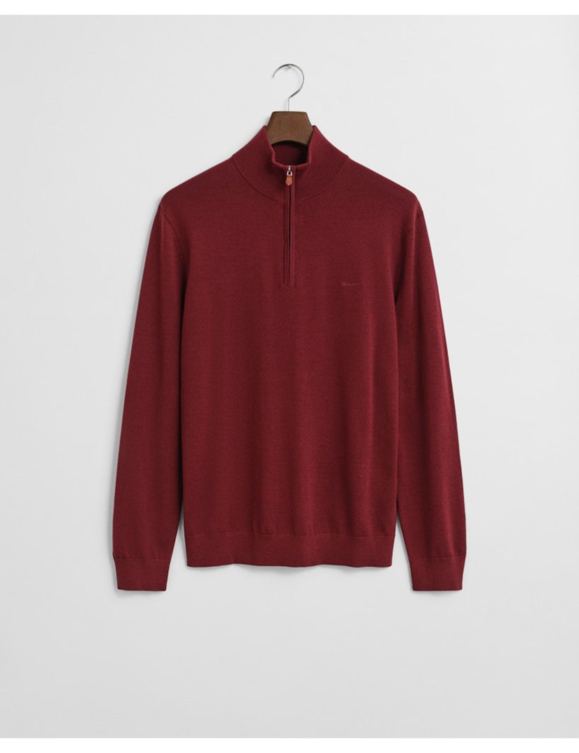 Camisola de malha half-zip lã superfina Vermelho