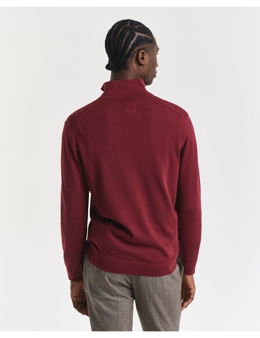 Camisola de malha half-zip lã superfina Vermelho