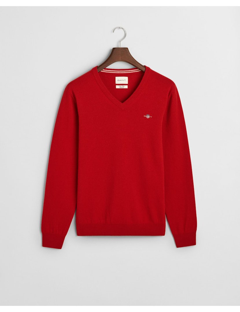 Pullover decote em V lã superfina Vermelho