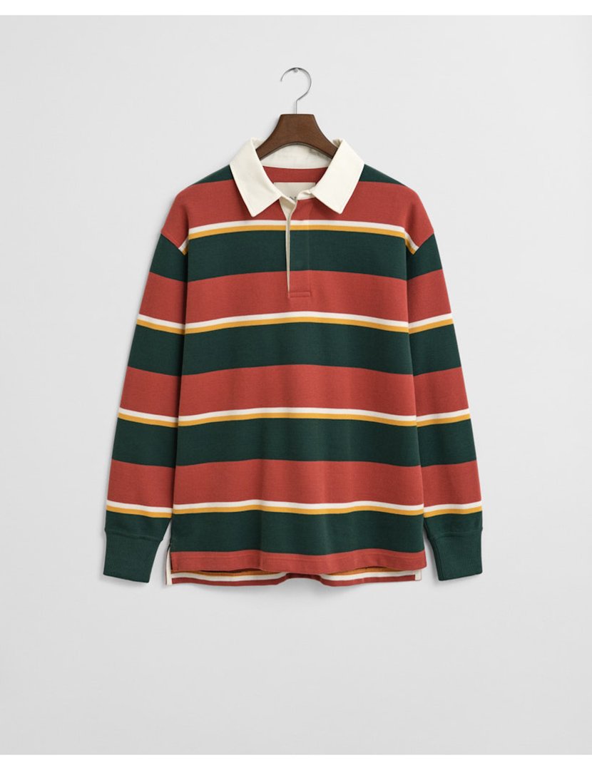 Pólo de manga comprida riscas Rosa