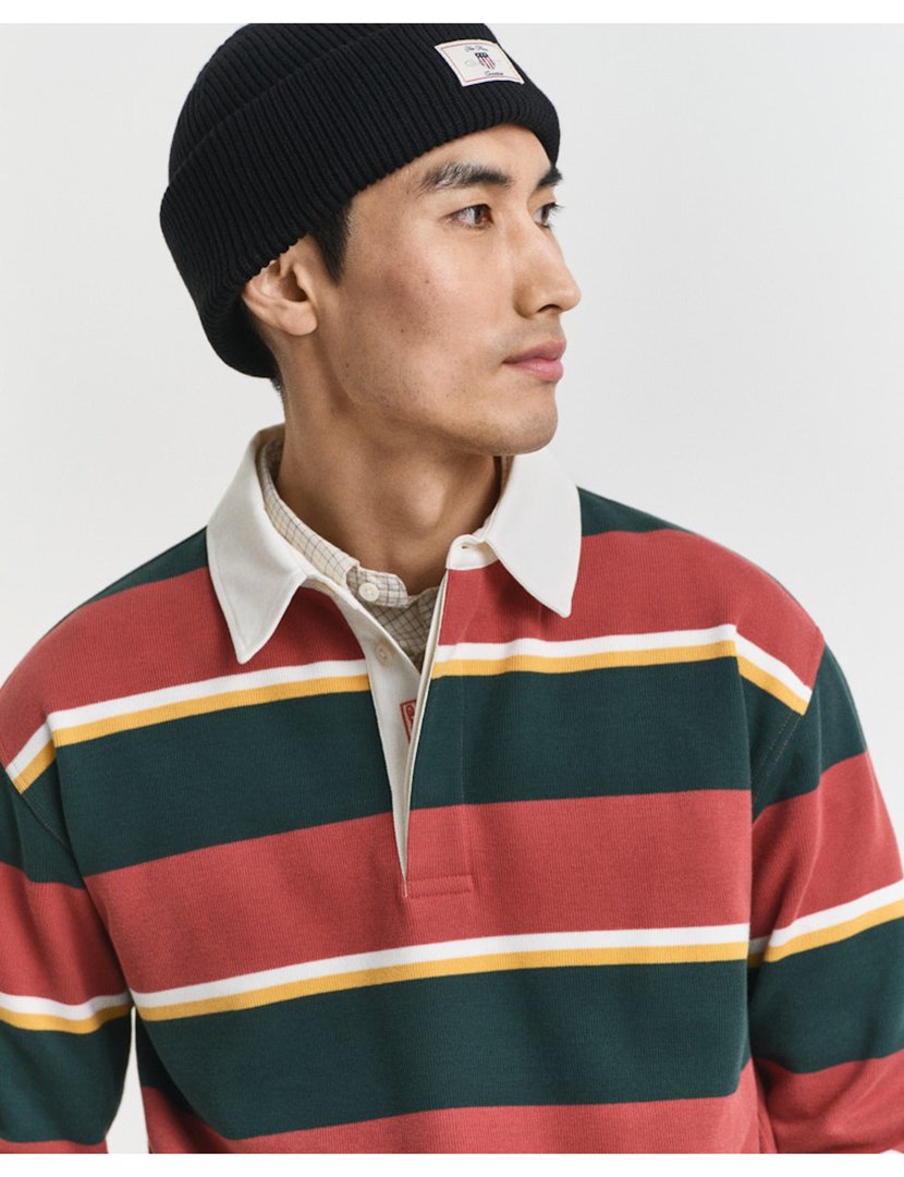 Pólo de manga comprida riscas Rosa