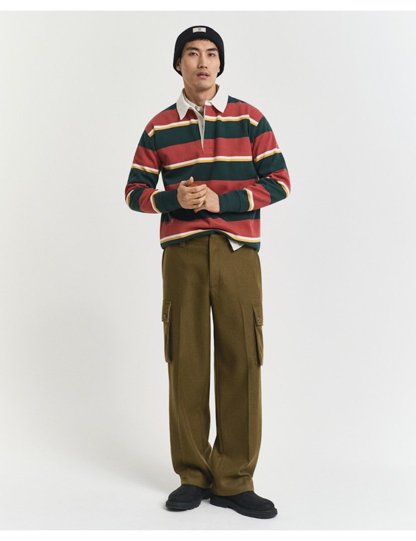 Pólo de manga comprida riscas Rosa