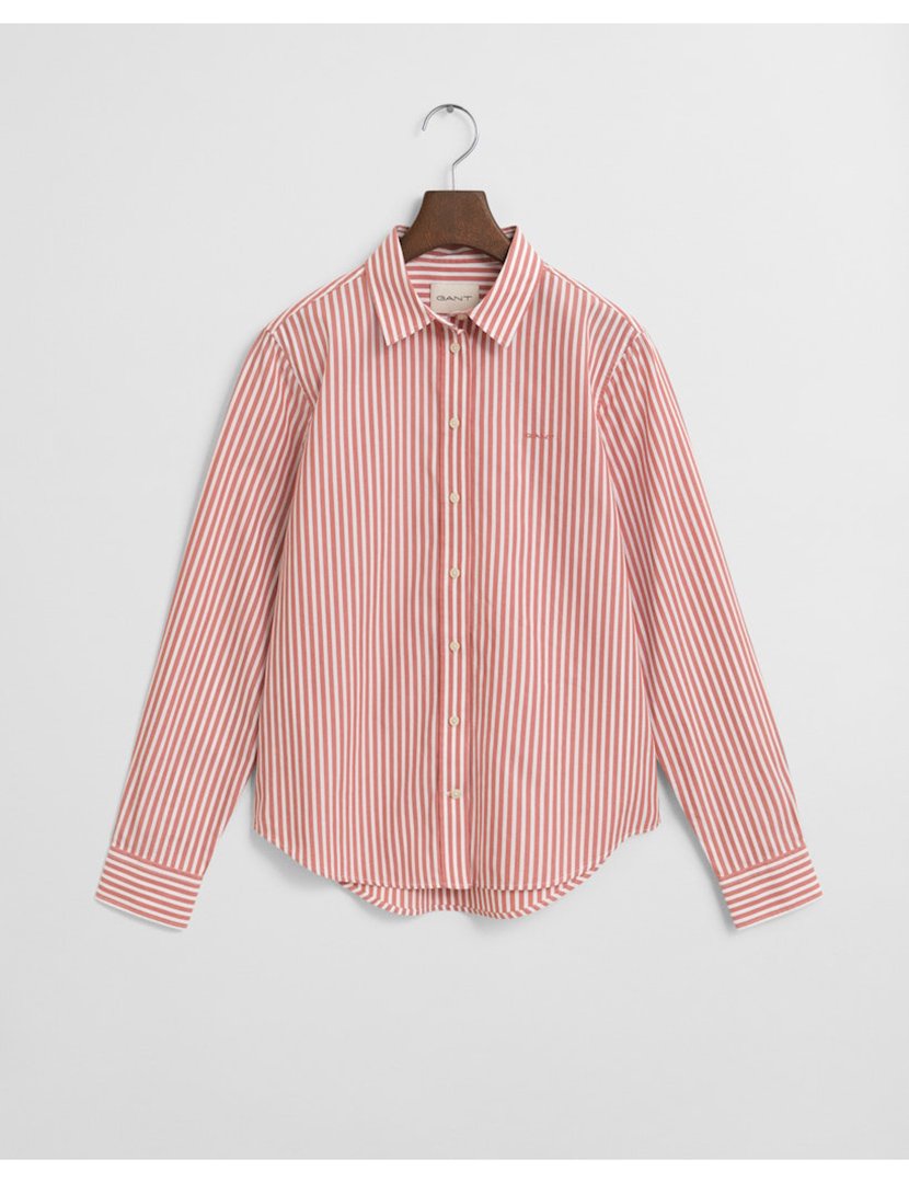 Camisa de manga comprida clássica riscas Rosa