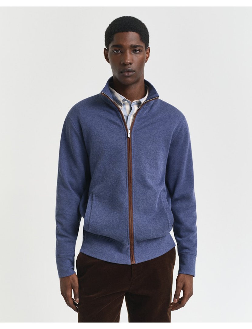 Casaco sacker rib full-zip Azul