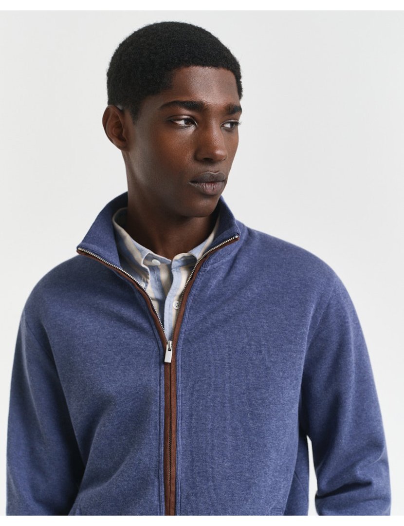 Casaco sacker rib full-zip Azul