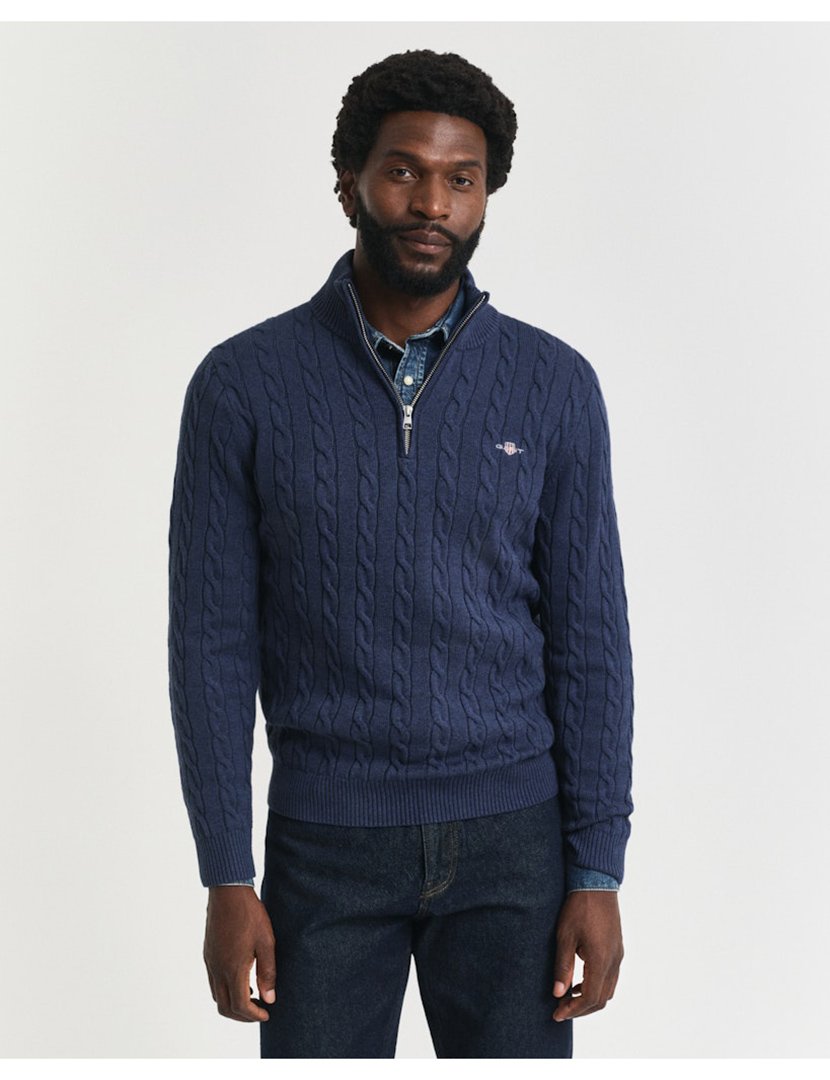 Camisola Classic Cable Knit half-zip Azul
