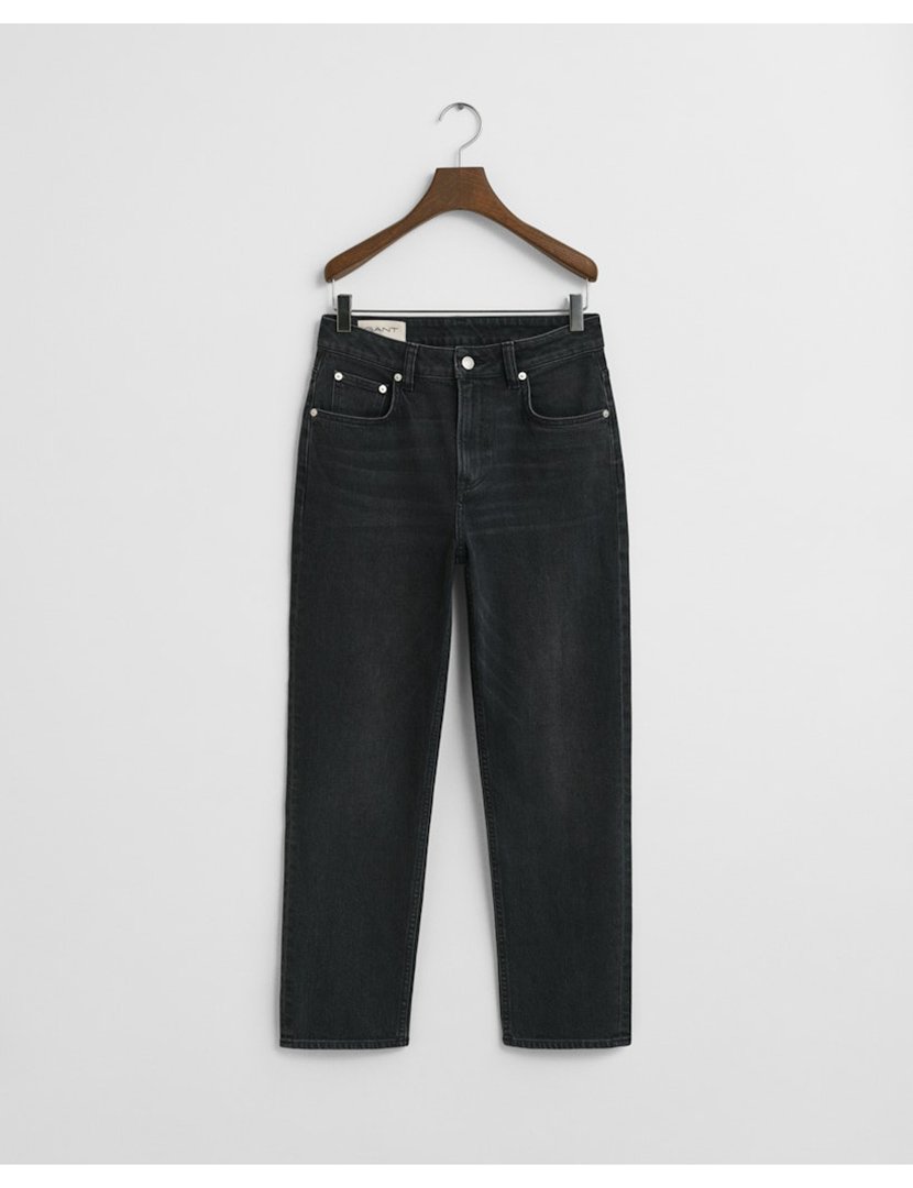 Calças straight fit cropped Preto