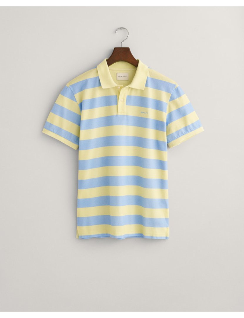 Pólo riscas Amarelo e Azul