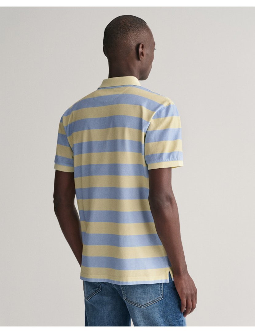 Pólo riscas Amarelo e Azul