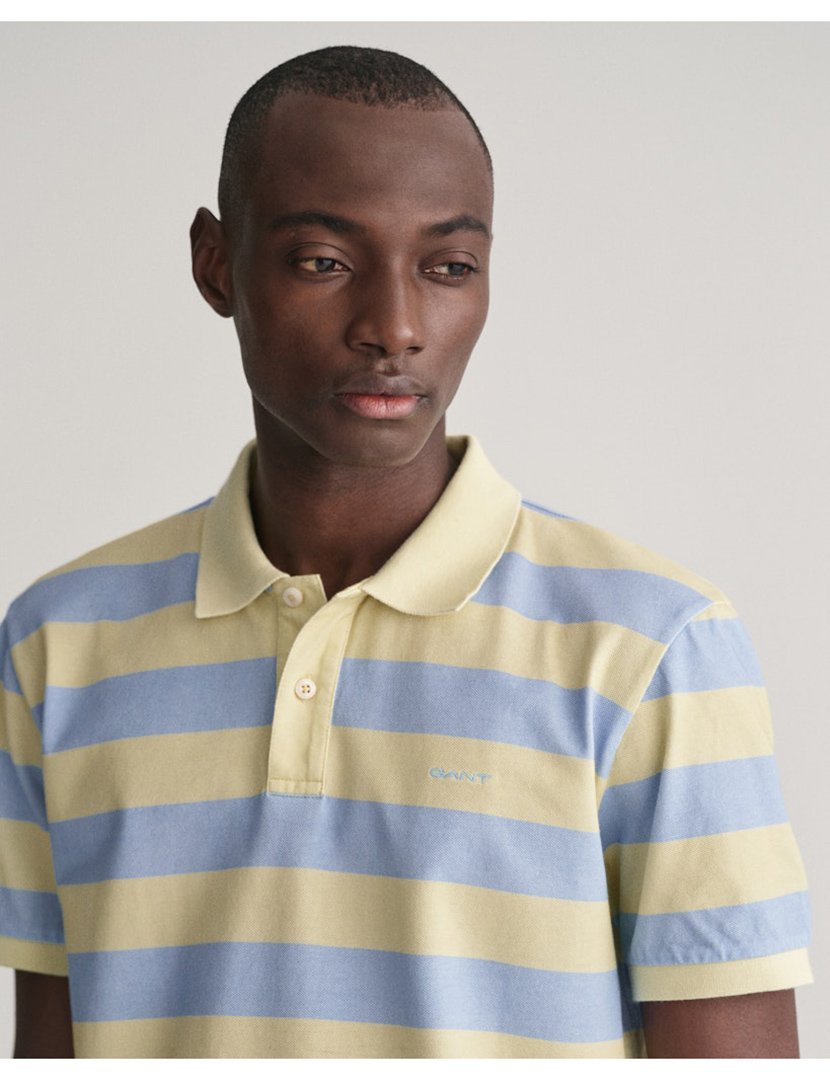 Pólo riscas Amarelo e Azul