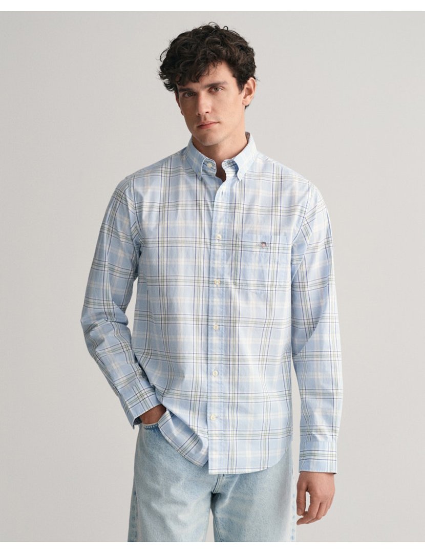 Camisa de manga comprida xadrez Azul