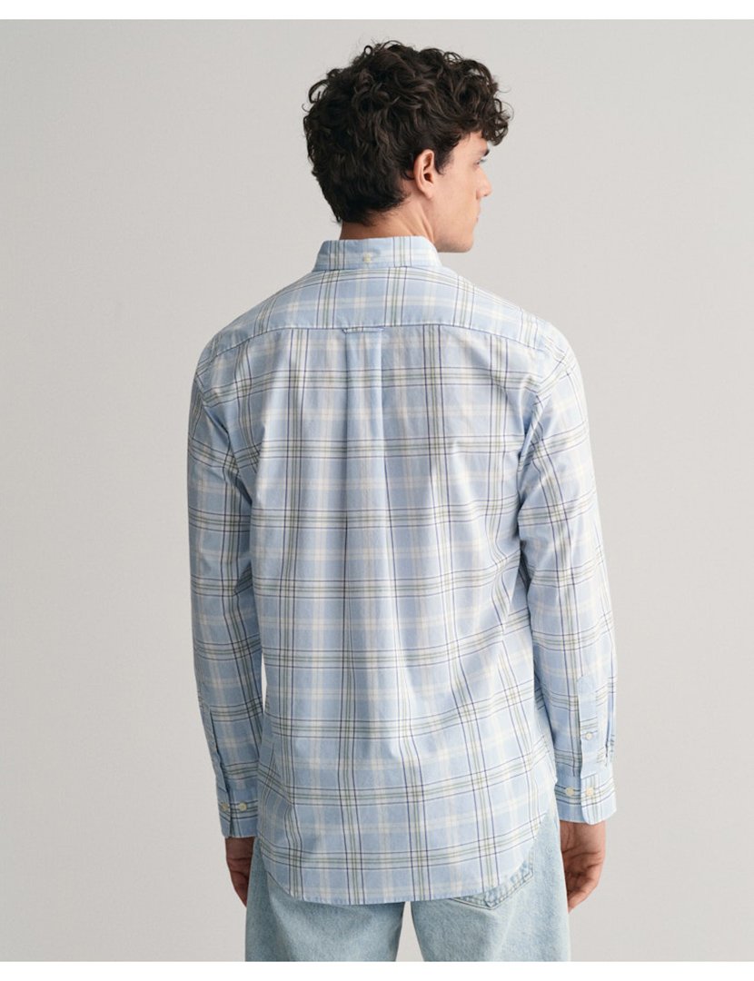 Camisa de manga comprida xadrez Azul