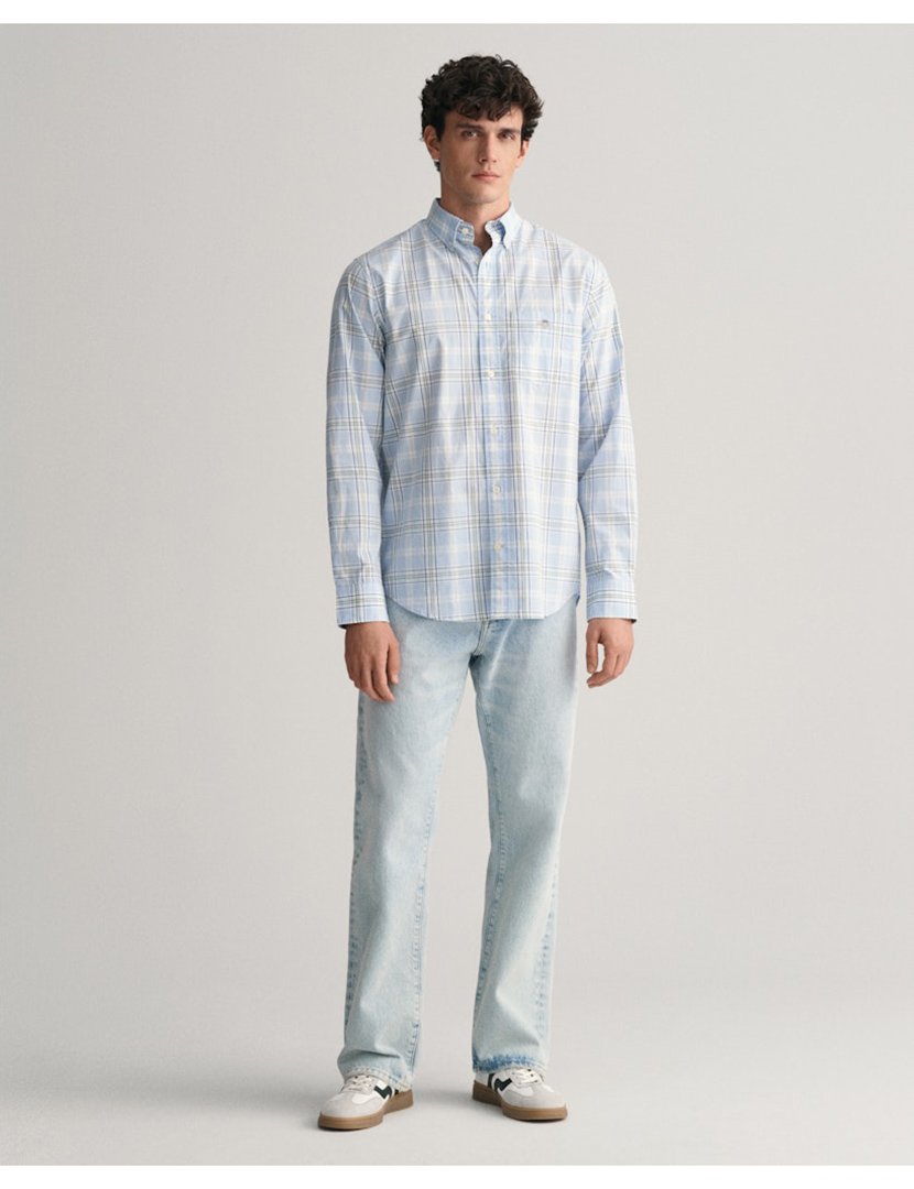 Camisa de manga comprida xadrez Azul