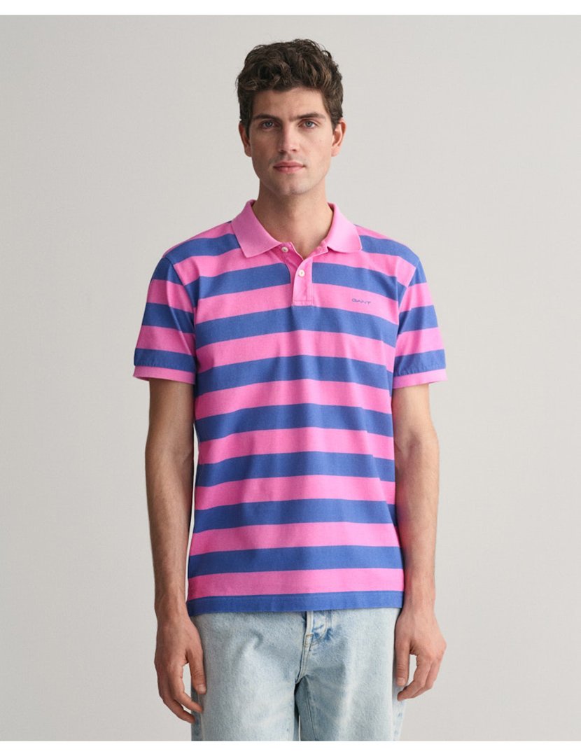 Pólo riscas Rosa e Azul