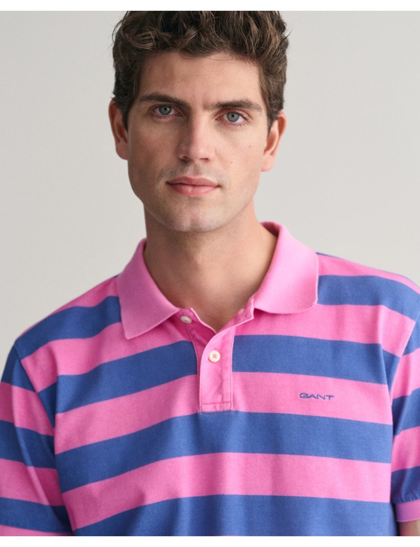 Pólo riscas Rosa e Azul