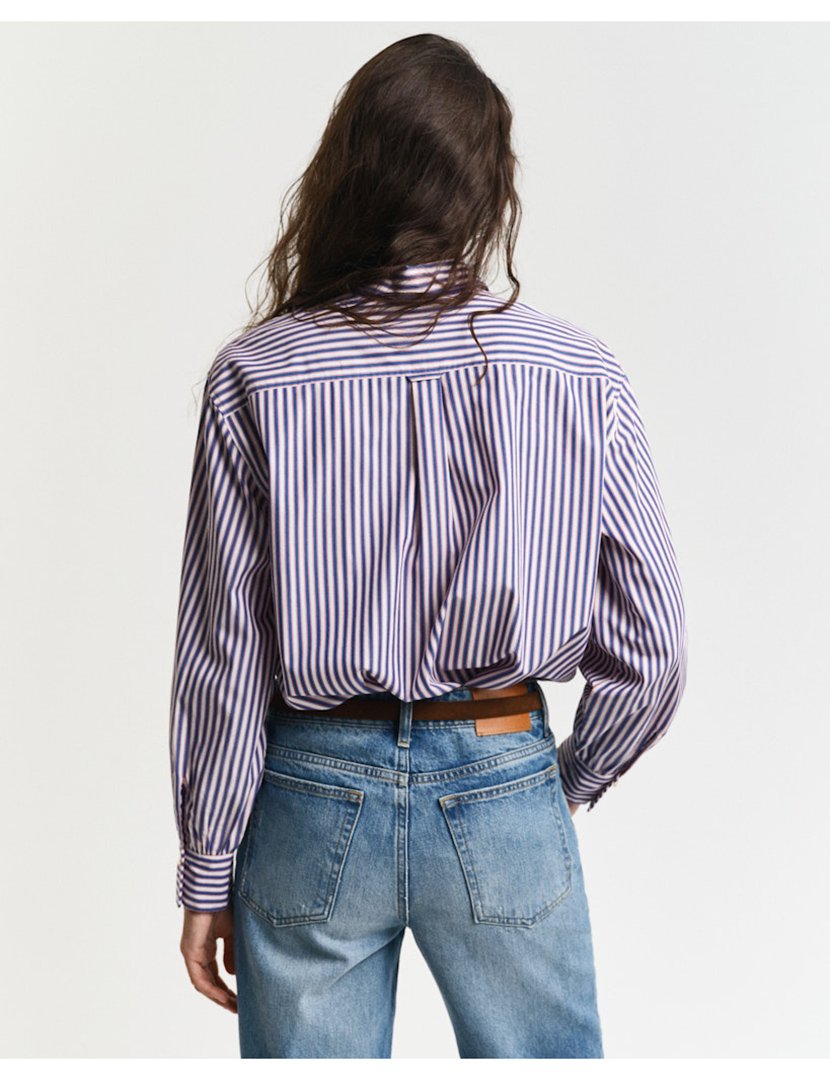 Camisa de manga comprida às riscas Branco