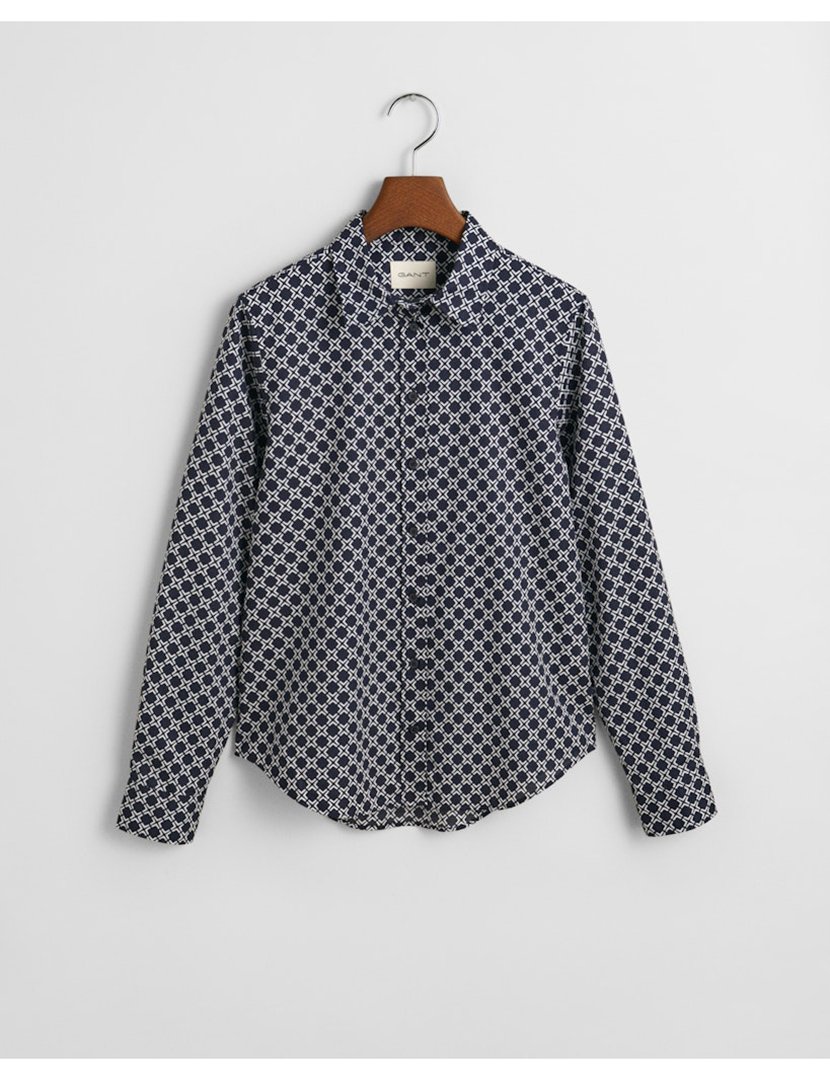 Camisa de manga comprida geométrica Azul