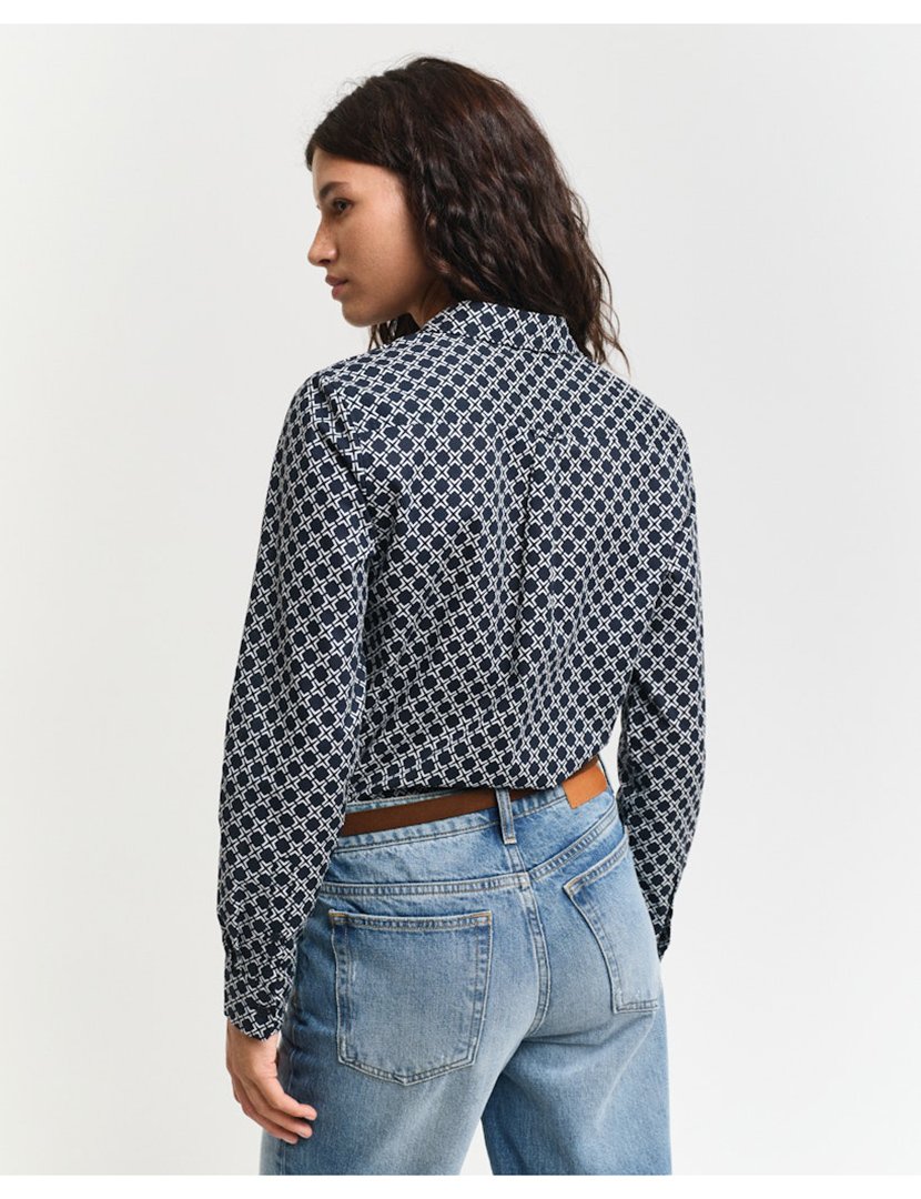 Camisa de manga comprida geométrica Azul