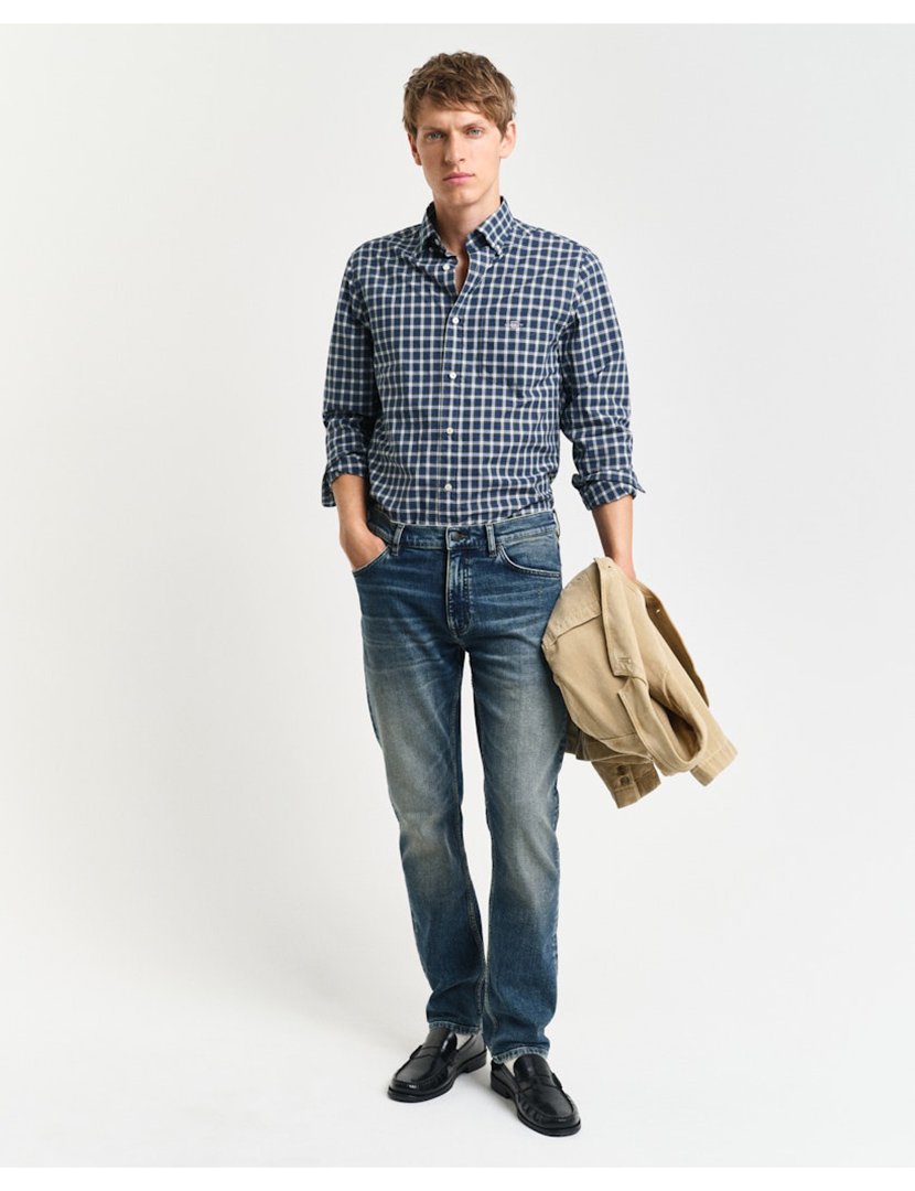 Camisa de manga comprida xadrez Azul