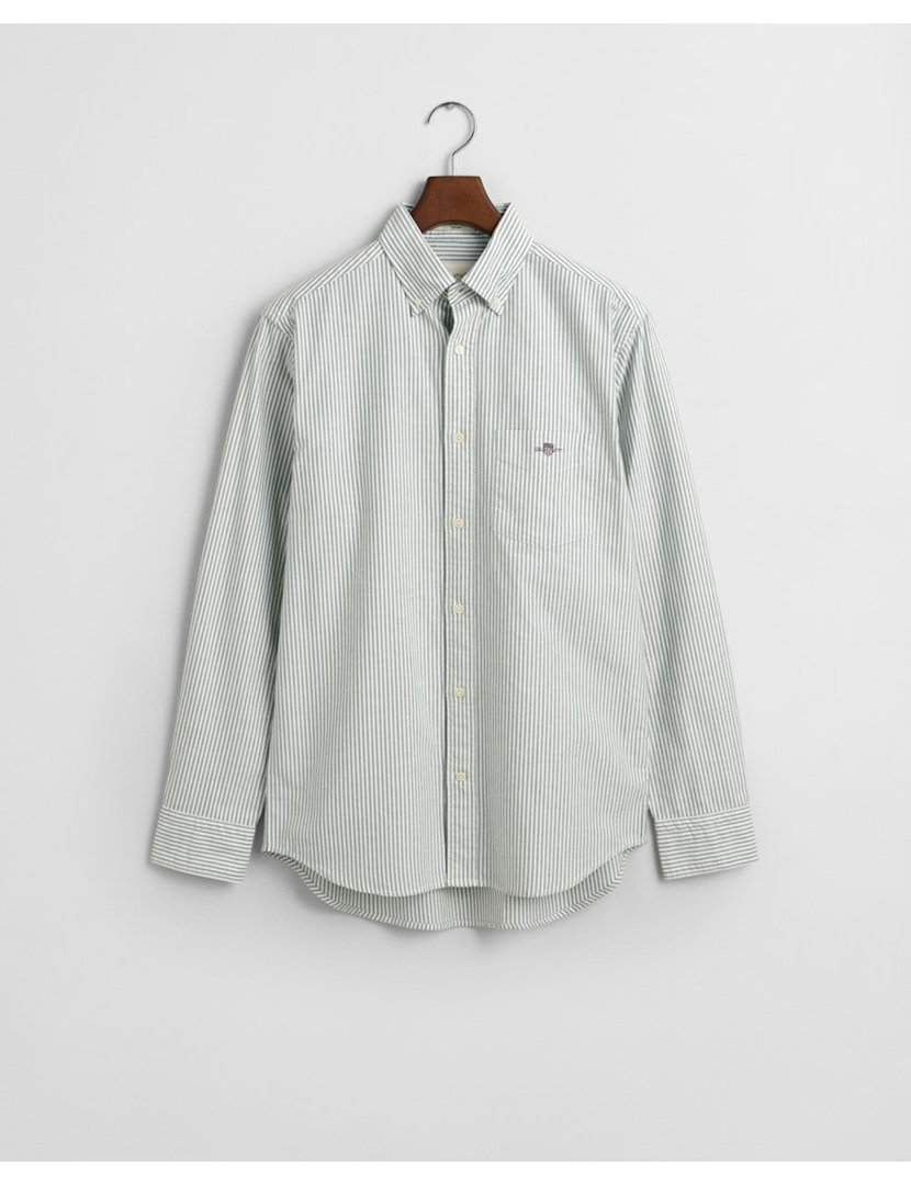 Camisa de manga comprida clássica oxford riscas Verde