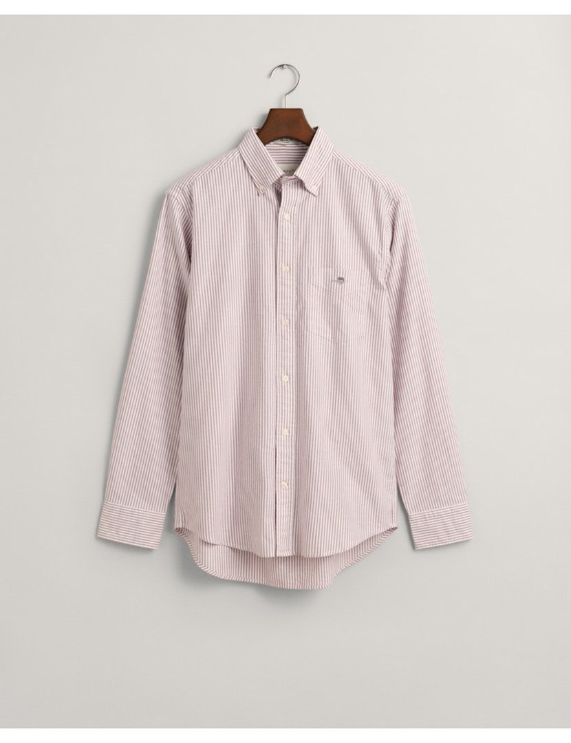 Camisa de manga comprida clássica oxford riscas Azul