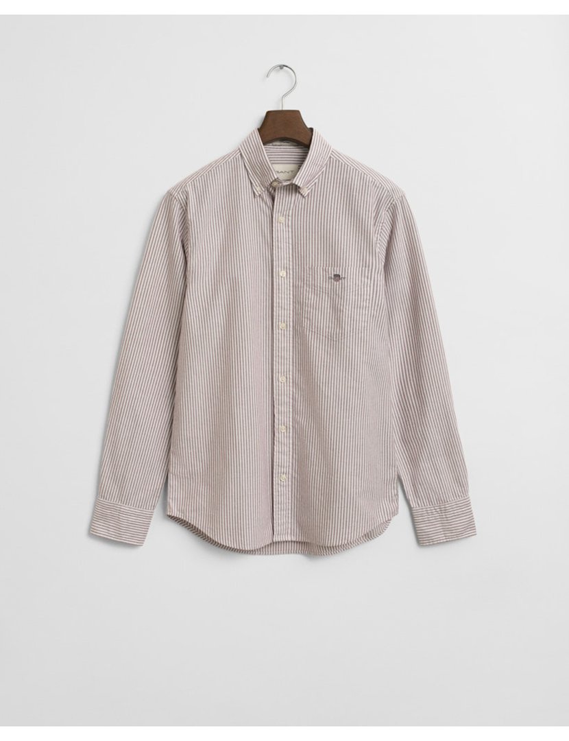 Camisa de manga comprida clássica oxford riscas Vermelho