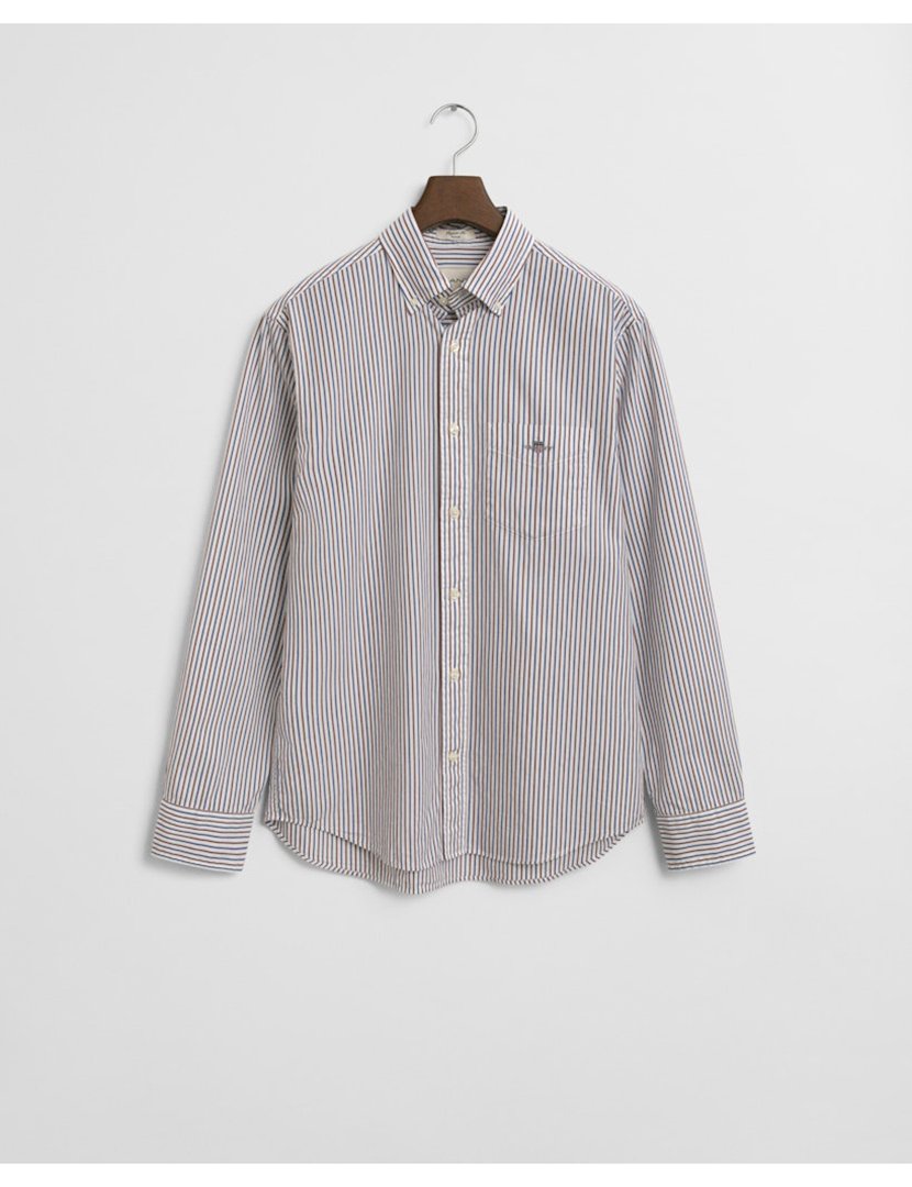 Camisa de manga comprida clássica riscas Vermelho