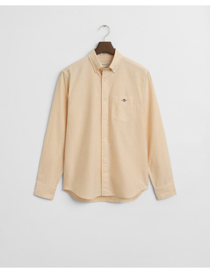 Camisa de manga comprida clássica oxford riscas Amarelo