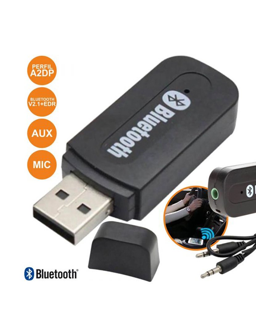 Recetor Áudio Bluetooth com Cabo Aux