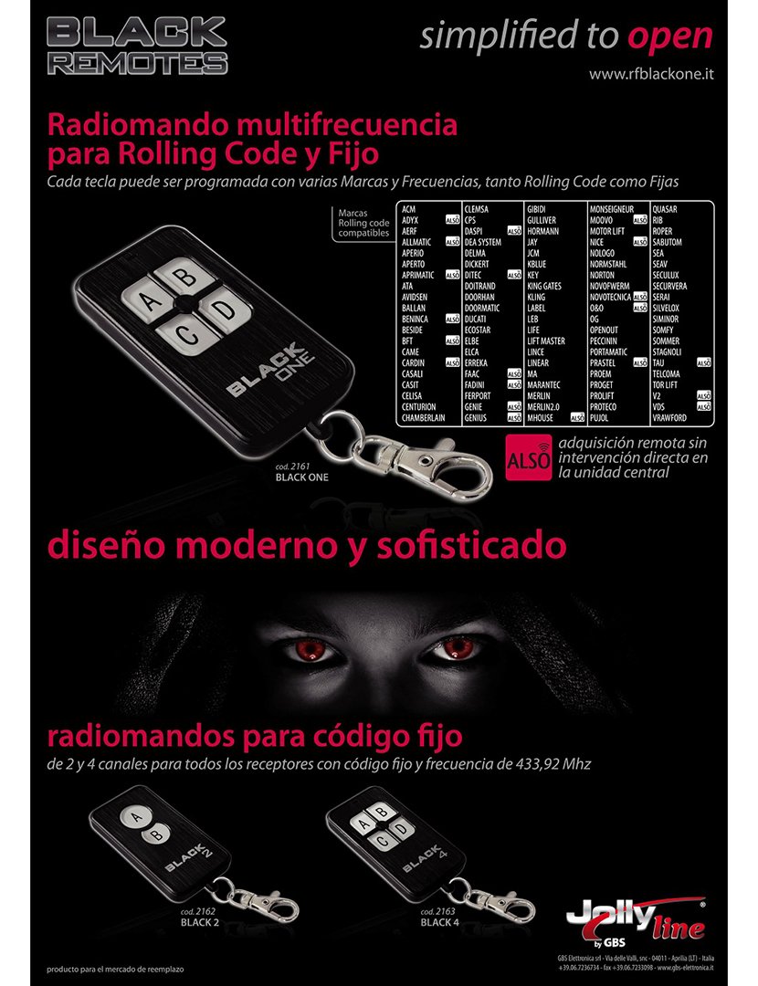 Telecomando universal para garagem Jolly Line Black 2