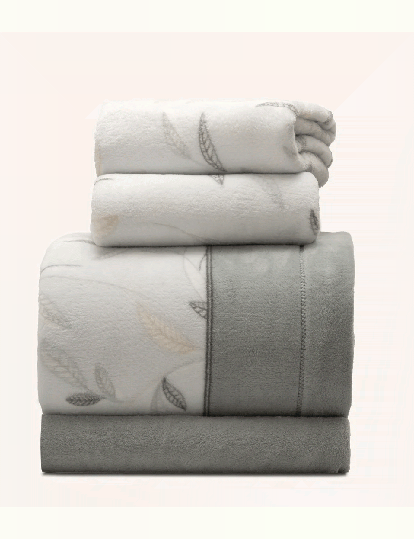 Conjunto Lençóis Coralina Leaves Cinzento 240x280 cm