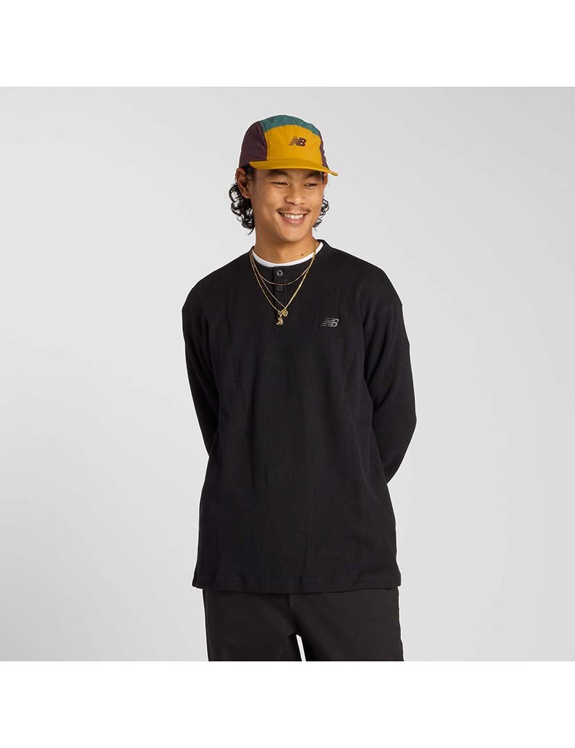 Longsleeve Numeric Waffle Knit Henley Preto