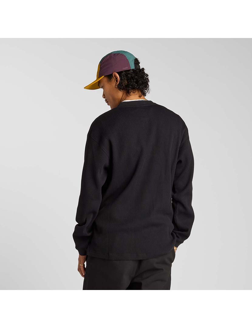 Longsleeve Numeric Waffle Knit Henley Preto
