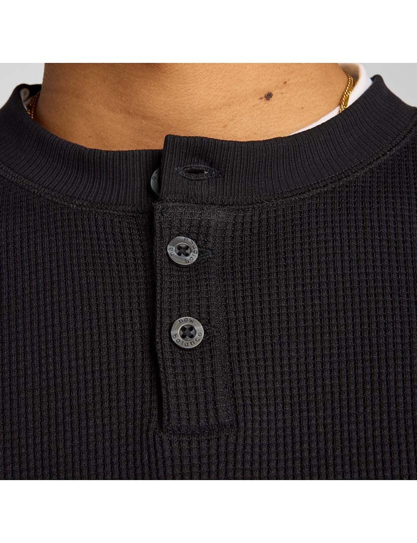 Longsleeve Numeric Waffle Knit Henley Preto